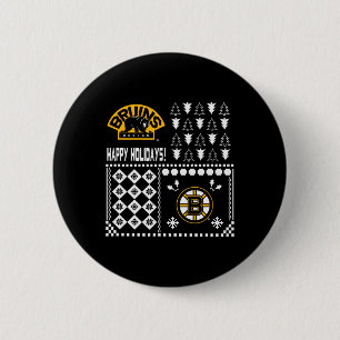Boston Bruins Ugly Christmas Holiday Sweater 2 Inch Round Button