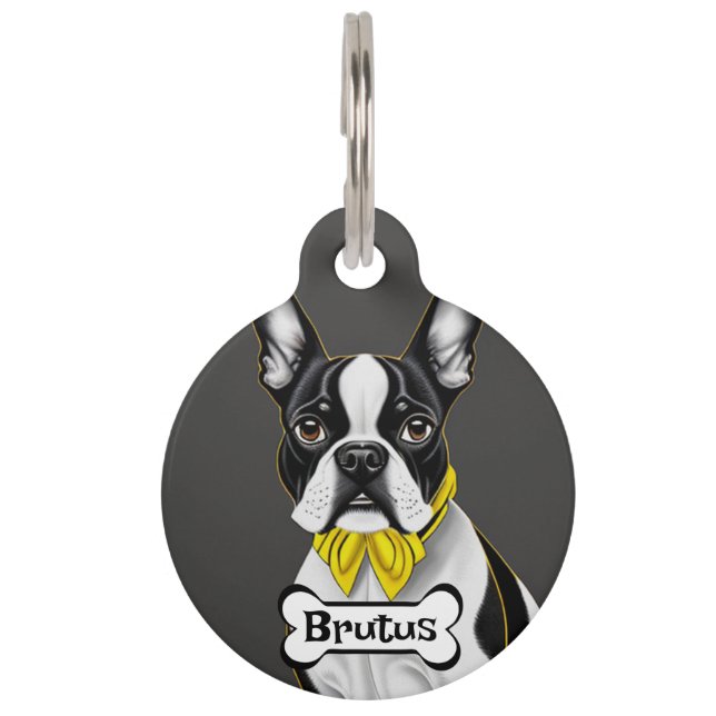 Boston Bull Terrier Personalize Pet Tag (Front)