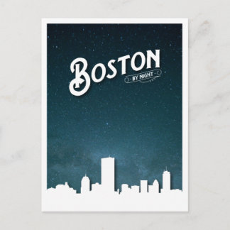 Boston by Night Skyline - Boston, Massachusetts, U Postcard