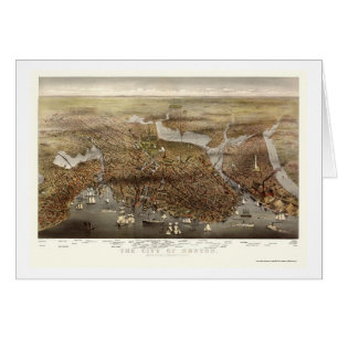 Boston, carte panoramique de mA - 1873