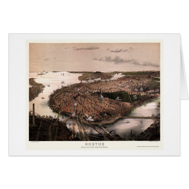 Boston, carte panoramique de mA - 1877 (Devant horizontal)