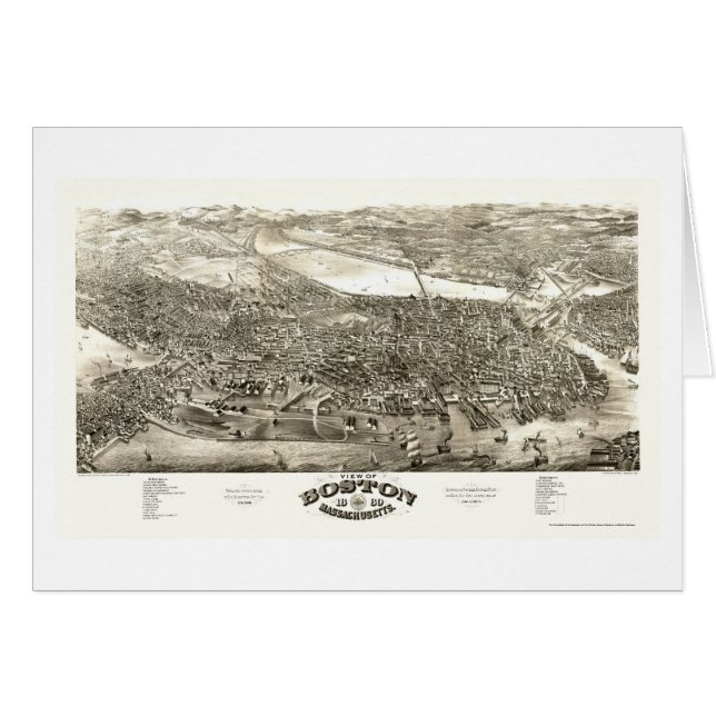 Boston, carte panoramique de mA - 1880 (Devant horizontal)