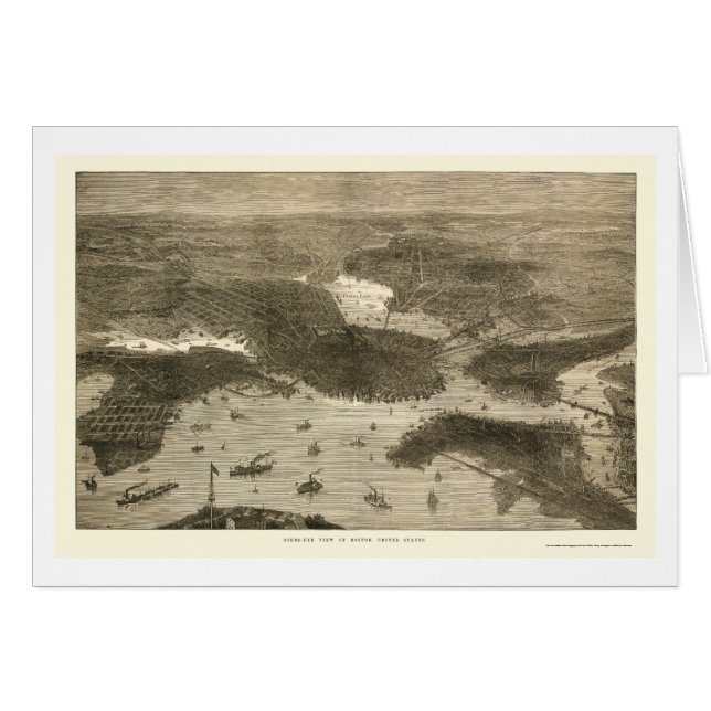 Boston, carte panoramique de mA - années 1870 (Devant horizontal)