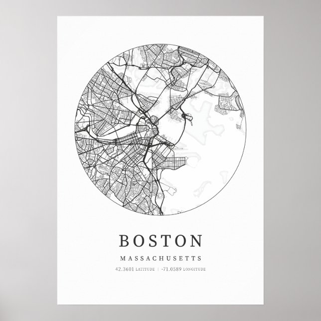 Boston Cartography Map Poster (Front)