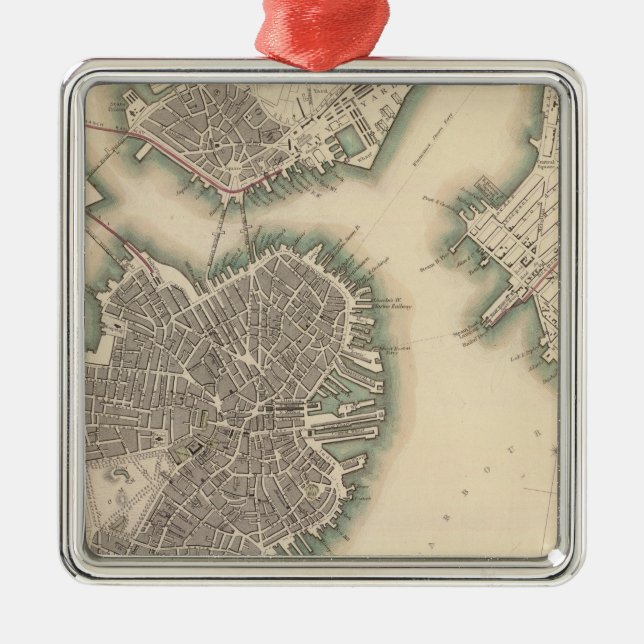Boston, Charlestown, Roxbury Metal Ornament (Front)