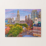 Boston City Buildings Massachusetts USA Jigsaw Puzzle<br><div class="desc">This scenic jigsaw puzzle features the historical old buildings with the modern skyscrapers in the background in Boston,  Massachusetts,  USA #travel #adventure #boston #city #usa #unitedstates #massachusetts #buildings #building #architecture #travel #adventure #cityscape #skyline #skyscrapers #sunset #colourful #landscape #jigsaw #puzzle #jigsawpuzzle #gifts #gift #fun #stockingstuffers #games #reflections</div>