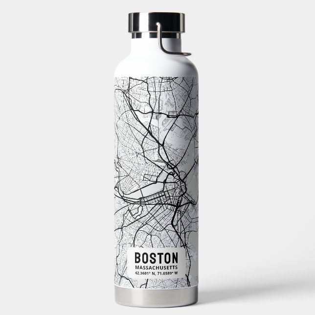 Boston City Map Water Bottle (Left)