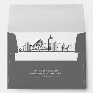 Boston City Modern Deco Skyline Reveal Envelope