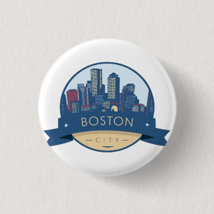 Boston City Skyline, boston ma skyline 1 Inch Round Button