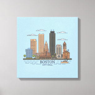 Boston City Skyline, boston ma skyline Canvas Print