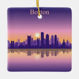 Boston City Skyline, boston ma skyline Ceramic Ornament