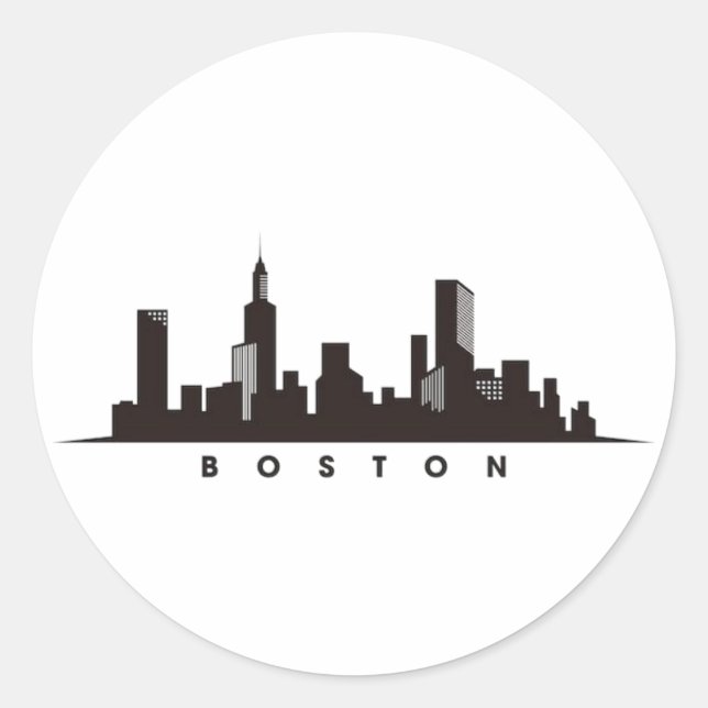 Boston City Skyline, boston ma skyline Classic Round Sticker (Front)