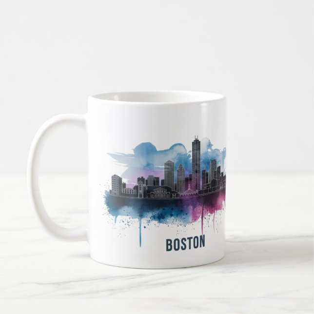 Boston City Skyline, Boston Ma Skyline Coffee Mug (Left)