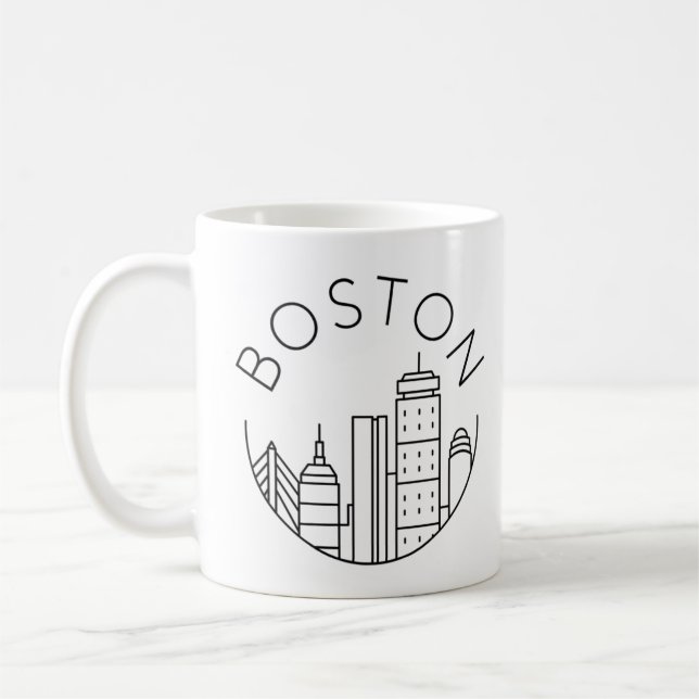 Boston City Skyline, boston ma skyline Coffee Mug (Left)