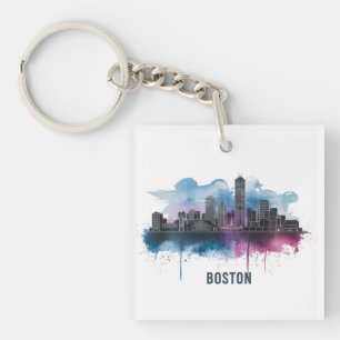 Boston City Skyline, Boston Ma Skyline Keychain