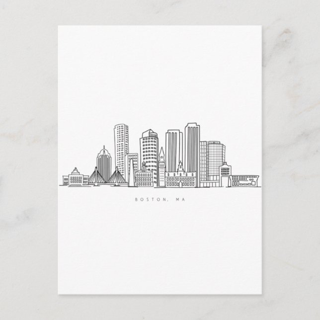 Boston City Skyline, boston ma skyline Postcard (Front)