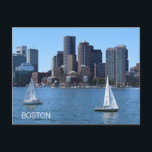 Boston City Skyline Sailing Boats Harbour Travel Postcard<br><div class="desc">This travel theme Boston harbour postcard with high buildings and two white sailing boats on the ocean catches the beauty of Boston city skyline and harbour with a panoramic view. It is a nice greeting card to reminder your Boston city visiting or send to someone who loves or lived in...</div>