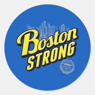Boston City Strong Remembers on Blue Classic Round Sticker