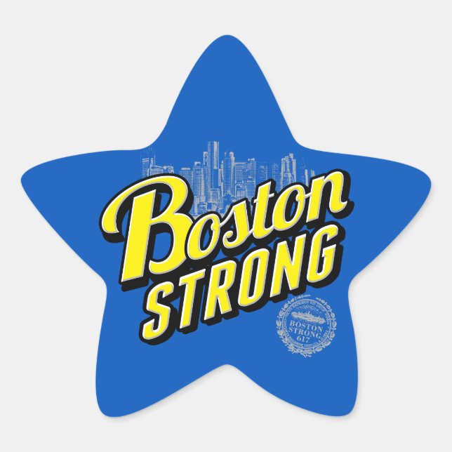 Boston City Strong Remembers on Blue Star Sticker (Front)