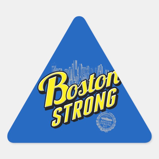 Boston City Strong Remembers on Blue Triangle Sticker (Front)