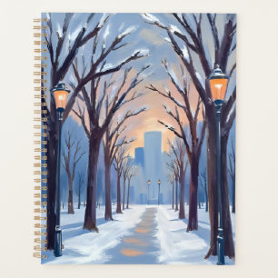 Boston Common Winter Snowfall Watercolor Planner
