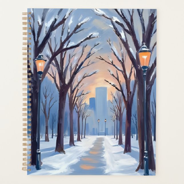 Boston Common | Winter Snowfall Watercolor Planner (Front)