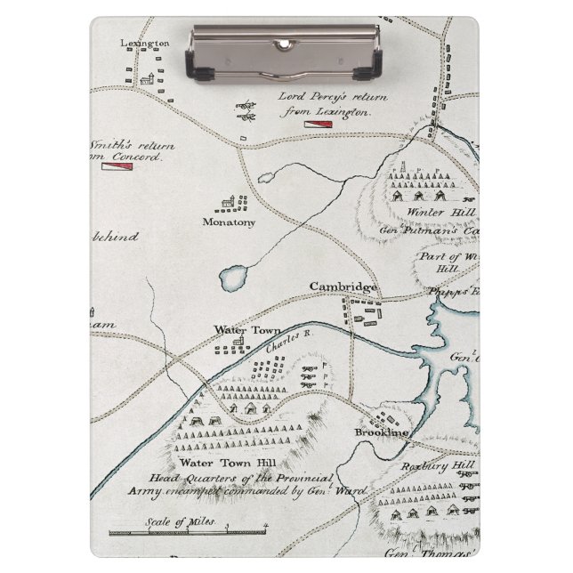 BOSTON-CONCORD MAP, 1775 CLIPBOARD (Front)