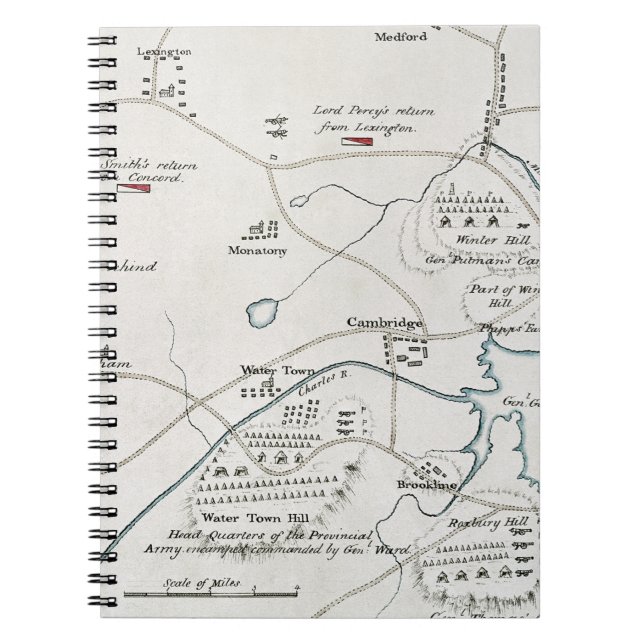 BOSTON-CONCORD MAP, 1775 NOTEBOOK (Front)