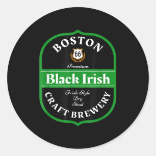 Boston Craft Brewery Boston Black Irish Stout Nove Classic Round Sticker