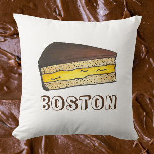 Boston Cream Pie Slice Food Dessert Massachusetts Throw Pillow