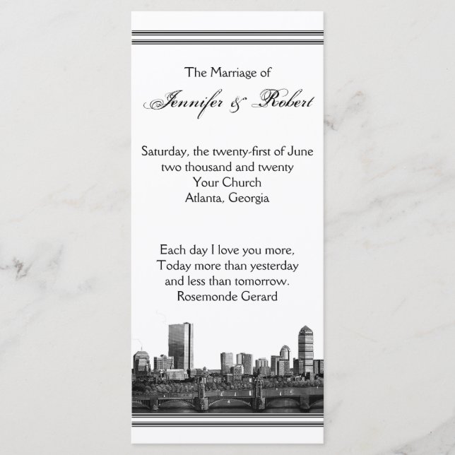 Boston Destination Wedding Program (Front)