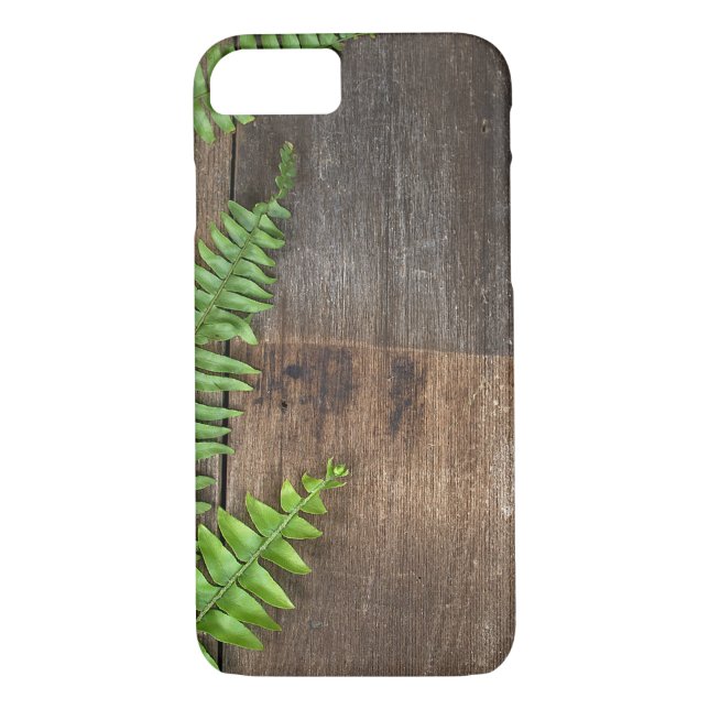 Boston fern border on wood Case-Mate iPhone case (Back)