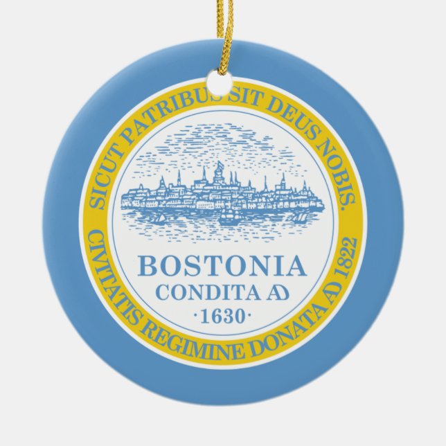 Boston Flag Ceramic Ornament (Front)