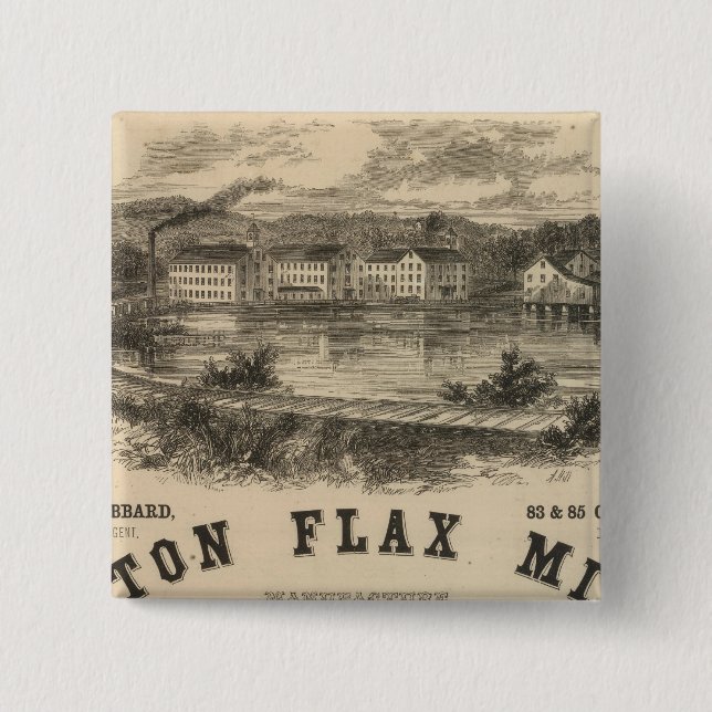 Boston Flax Mills 2 Inch Square Button (Front)