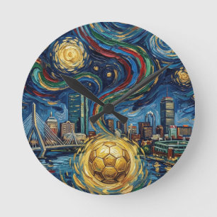 Boston Football Art 2026 Skyline Stadium Design Round Clock