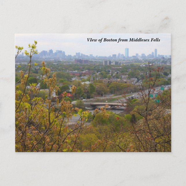 Boston from Middlesex Fells Overlook in Spring Postcard (Front)