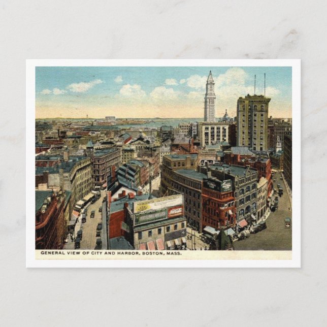 Boston, General View Vintage 1918 Postcard (Front)