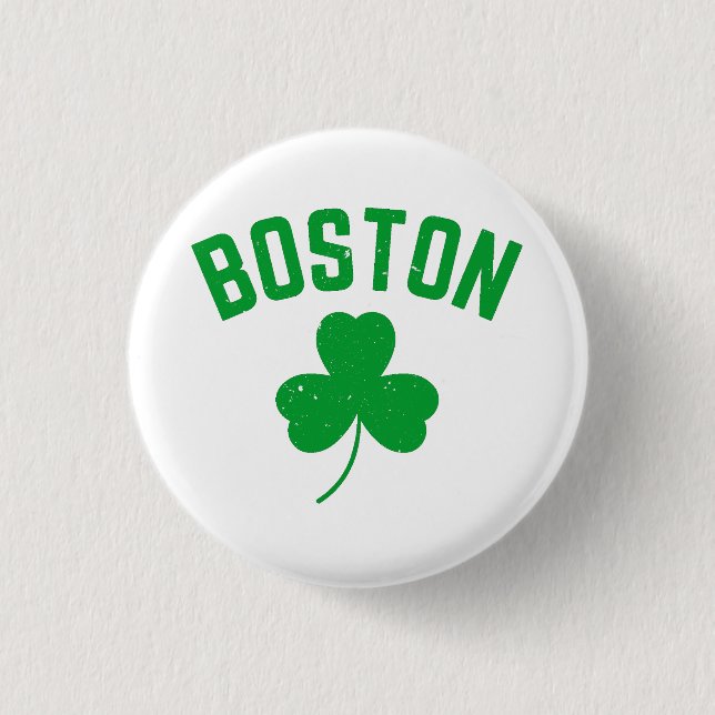 Boston Green Lucky Shamrock  1 Inch Round Button (Front)