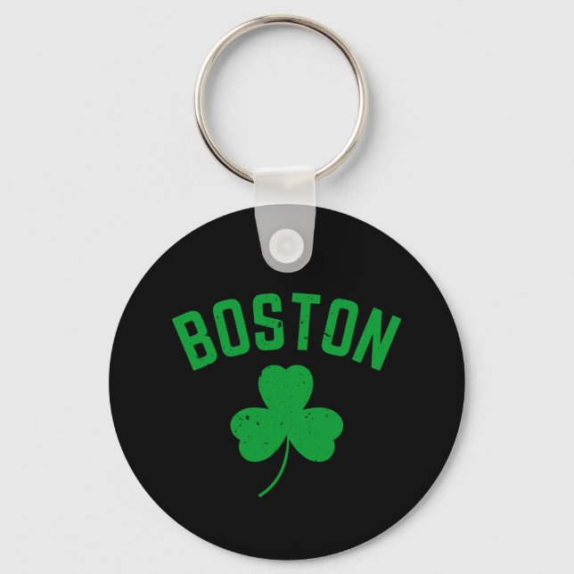 Boston Green Lucky Shamrock  Keychain (Front)