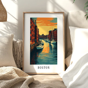 Boston Harbor Sunset Poster