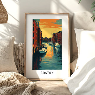 Boston Harbor Sunset Poster