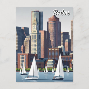 Boston Harbor Travel Postcard