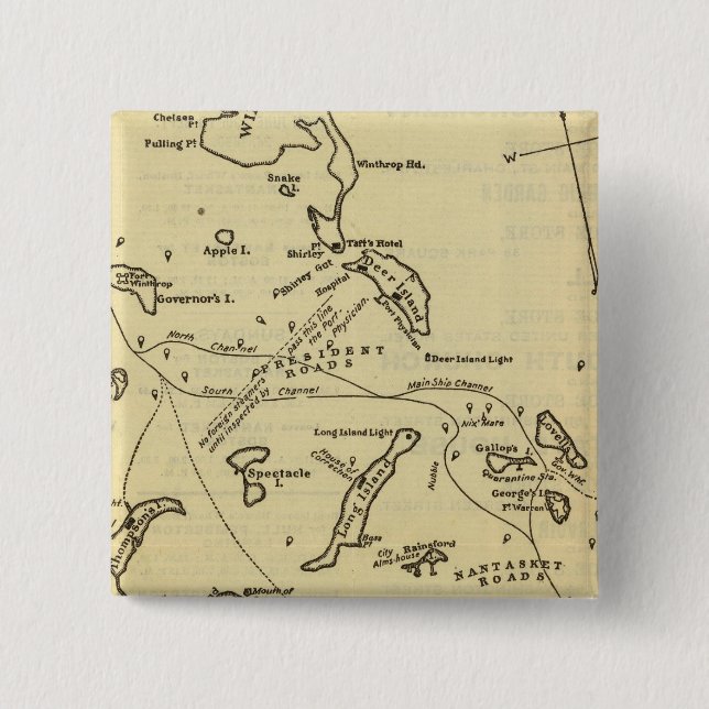 Boston Harbour 2 2 Inch Square Button (Front)