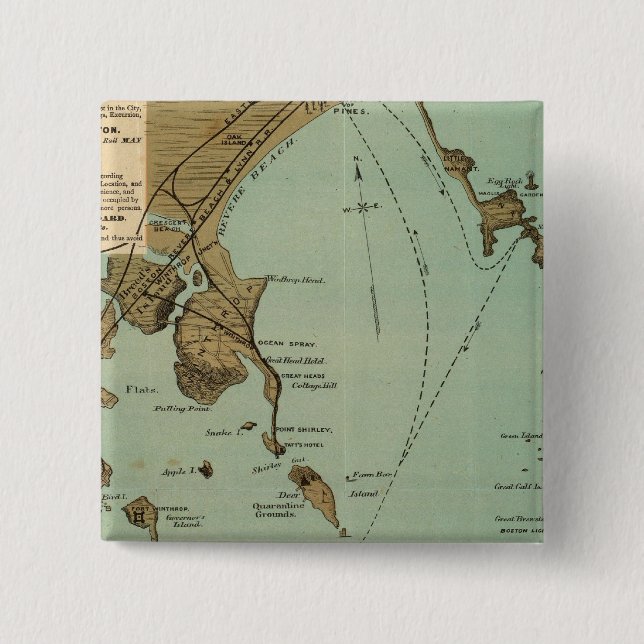 Boston Harbour 2 Inch Square Button (Front)