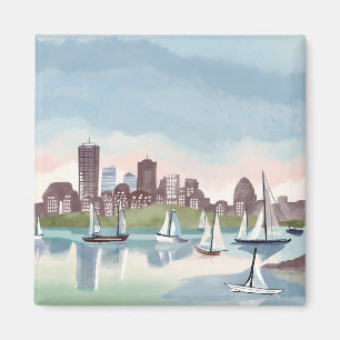 Boston Harbour   Boston Massachusetts Watercolor Magnet