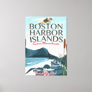 Boston Harbour Massachusetts Flight poster Canvas Print