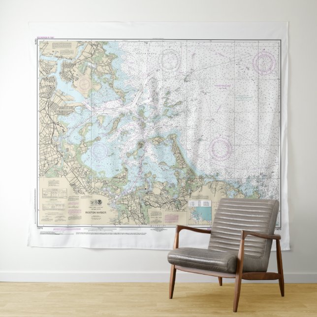 Boston Harbour Nautical Chart 13270 Tapestry (In Situ (Horizontal))