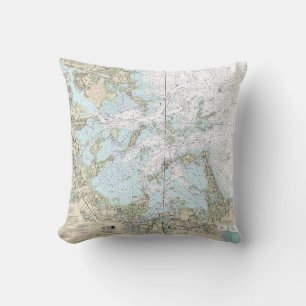 Boston Harbour Nautical Chart 13270 Throw Pillow