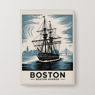 Boston Harbour Retro Tall Ship Vintage Nautical