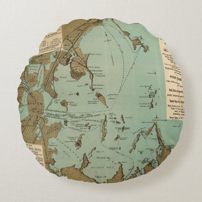 Boston Harbour Round Pillow (Front)